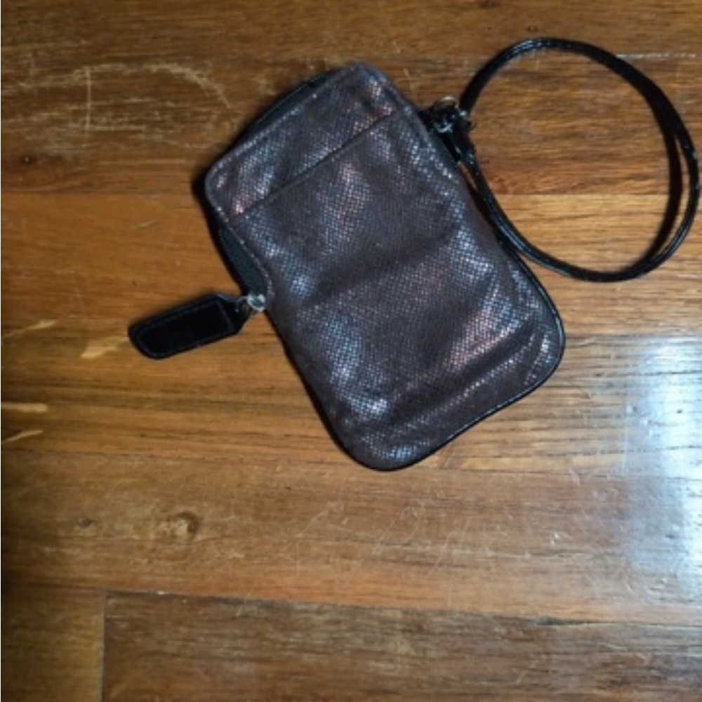 Men's Small Wristlet Phone Pouch - Metallic Brown